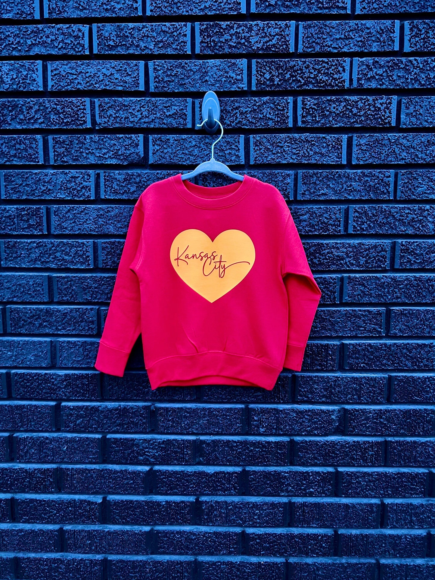 MADE IN KC Toddler Kansas City Heart Red Sweatshirt Long & Short Sleeve T-Shirt | Perfect for Game Day! | Super Soft!