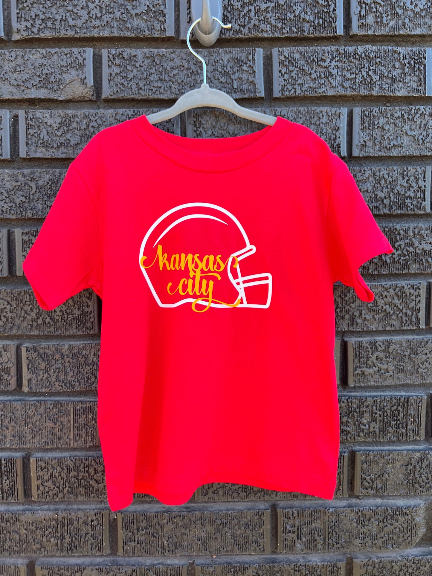 Toddler Youth Kansas City Helmet Red Sweatshirt Long & Short Sleeve T-Shirt | Perfect for Game Day! | Soft!