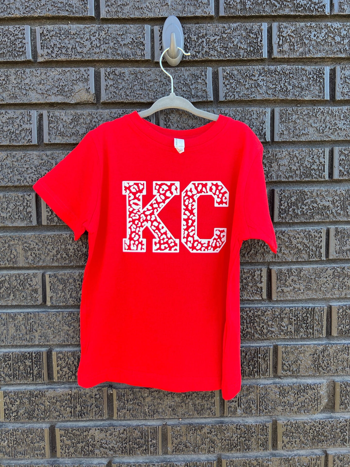 MADE IN KC Toddler Leopard / Cheetah Kansas City Red Sweatshirt Long & Short Sleeve T-Shirt | Perfect for Game Day! | Soft! | Arrowhead