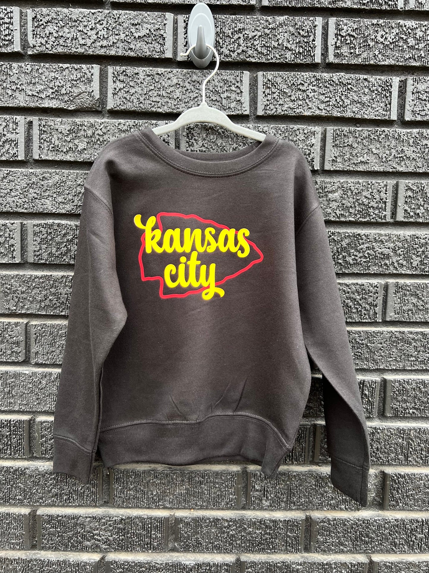Infant & Toddler KC Football Sweatshirt Long Short Sleeve T-Shirt | Black | Arrowhead | Perfect for Game Day! | Soft! | Made in Kansas City