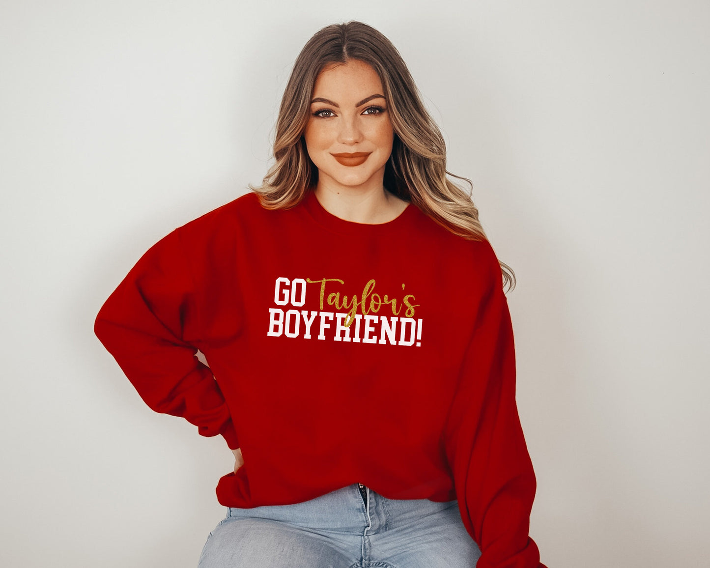 Go Taylor's Boyfriend! Toddler Kansas City Red Sweatshirt Long & Short Sleeve T-Shirt | Game Day | Soft! | Made here in KC! Traylor