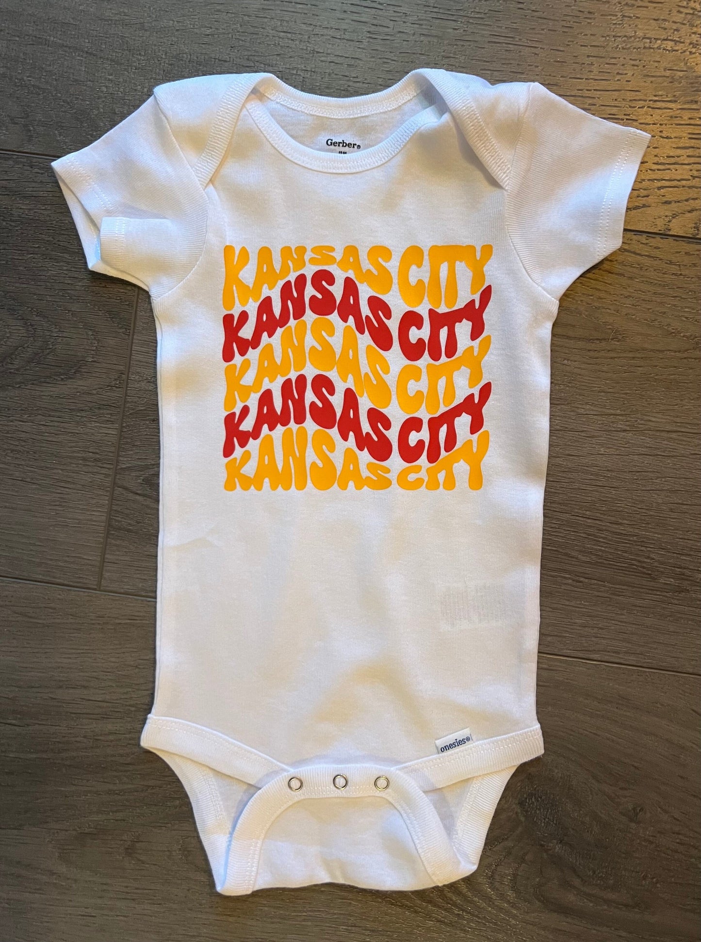 MADE IN KC Kansas City Retro Gerber onesie® brand unisex 0-24 months baby shower gift bodysuit Football