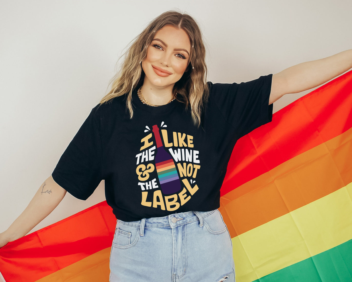 I like the Wine and Not the Label | Schitt's Creek Fan Art | Short-Sleeve Unisex T-Shirt | LGBTQ LGBTQIA+ Pride Gift | Parade