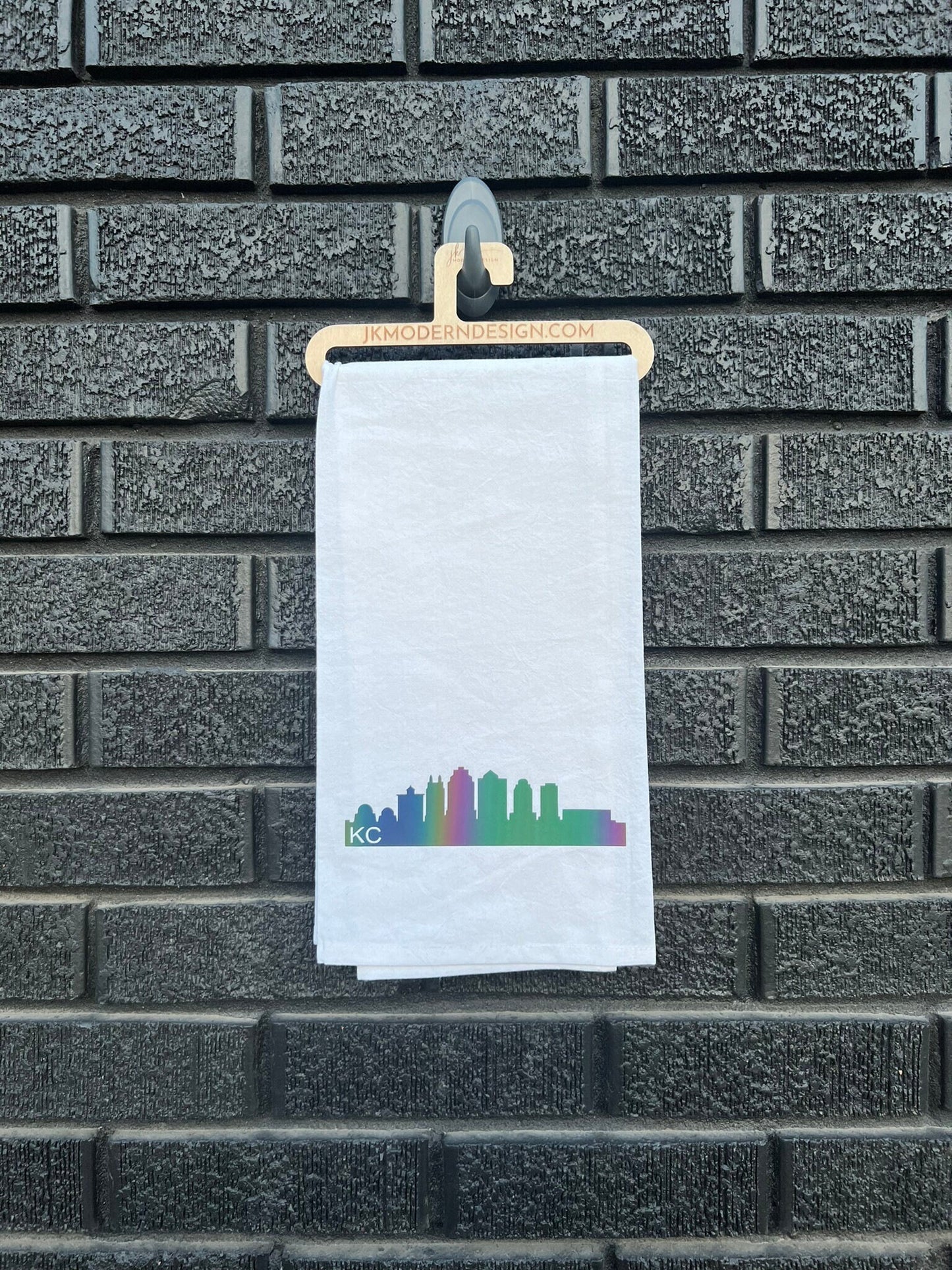 Kansas City Skyline at Night Kitchen Towel - MADE IN KC! Housewarming Gift - First Apartment/House Decor - Holographic