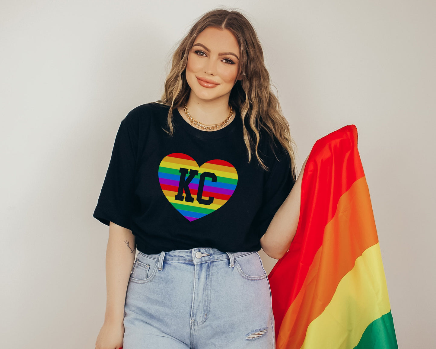 Kansas City Rainbow Heart | Black T-Shirt | Made here in KC! | Perfect Gift for Pride Month! | Soft! | LGBTQIA+ LGBTQ