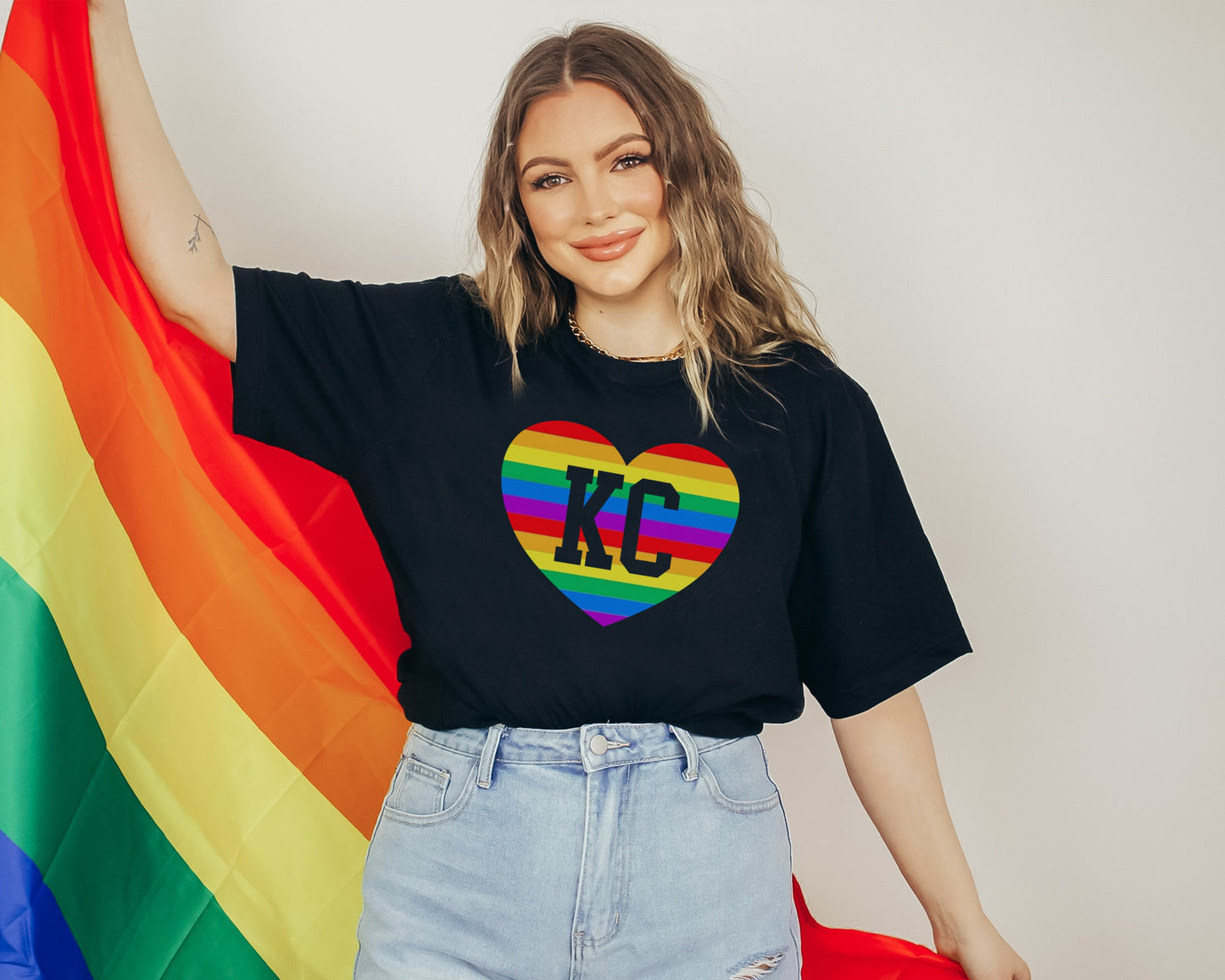 Kansas City Rainbow Heart | Black T-Shirt | Made here in KC! | Perfect Gift for Pride Month! | Soft! | LGBTQIA+ LGBTQ