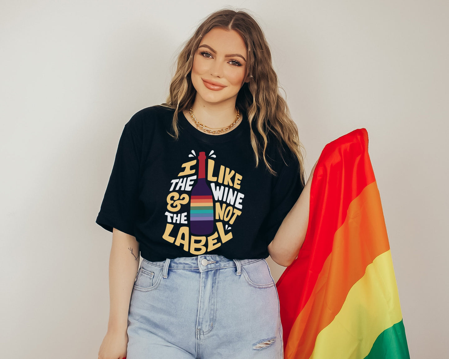 I like the Wine and Not the Label | Schitt's Creek Fan Art | Short-Sleeve Unisex T-Shirt | LGBTQ LGBTQIA+ Pride Gift | Parade