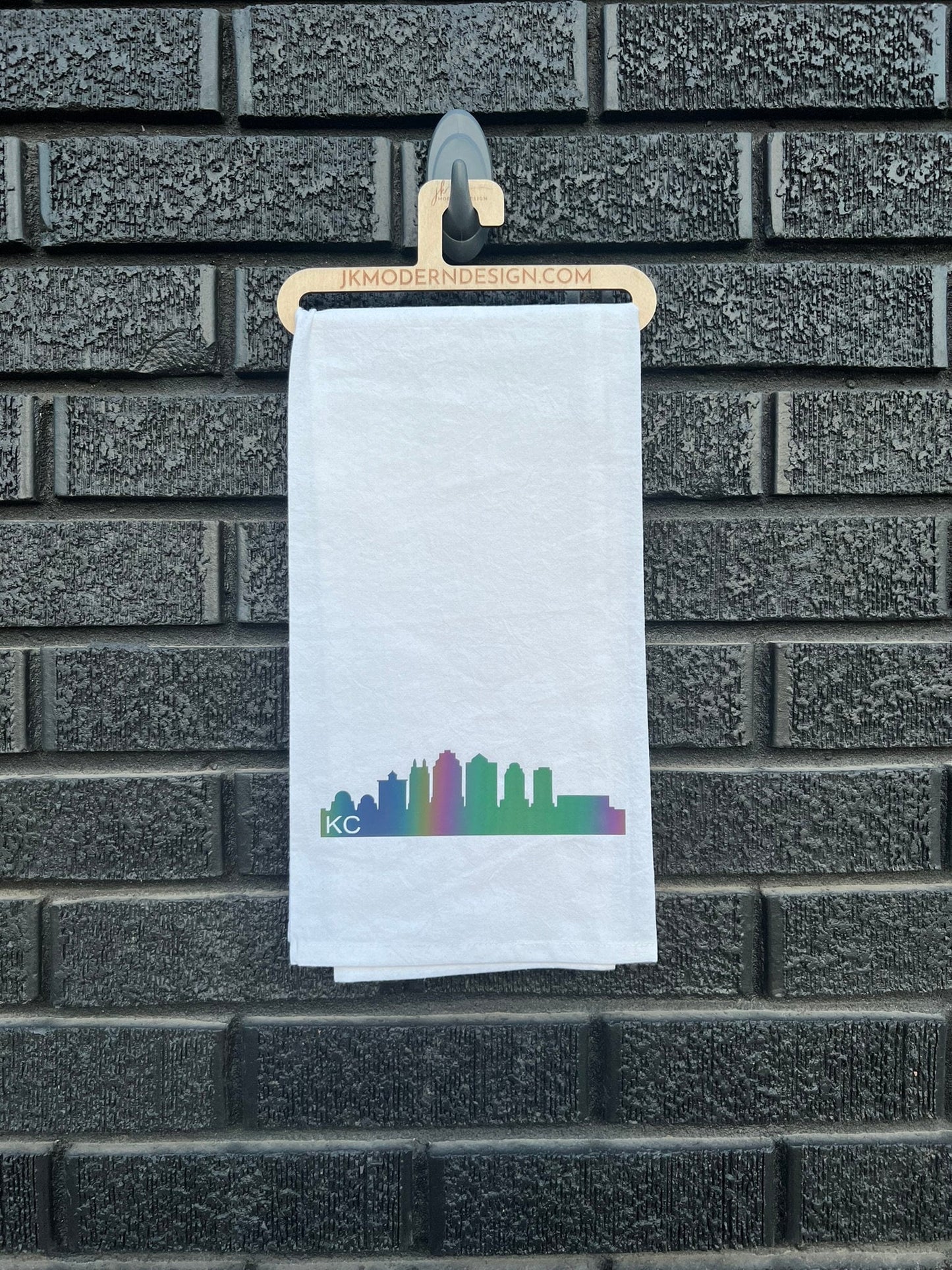 Kansas City Skyline at Night Kitchen Towel - MADE IN KC! Housewarming Gift - First Apartment/House Decor - Holographic