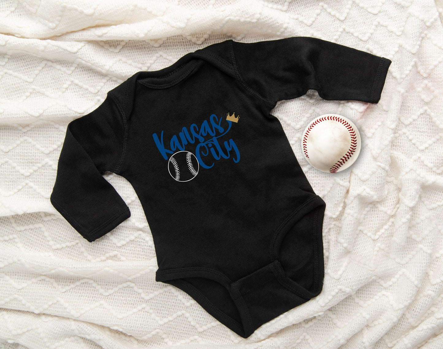 MADE IN KC Kansas City Baseball Gerber onesie® brand unisex 0-24 months baby shower gift bodysuit arrowhead Loyal Royal