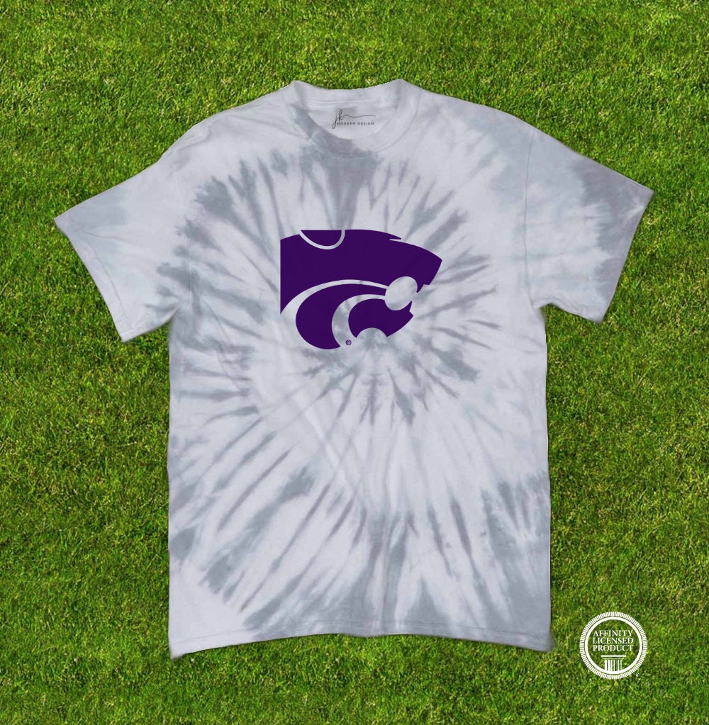 LICENSED K-State ® Tie-Dye Shirt | Powercat | KSU | Game day shirt | Gift for Kansas State Wildcat Fan | KState Tie Dye | Wild Cats | Gray
