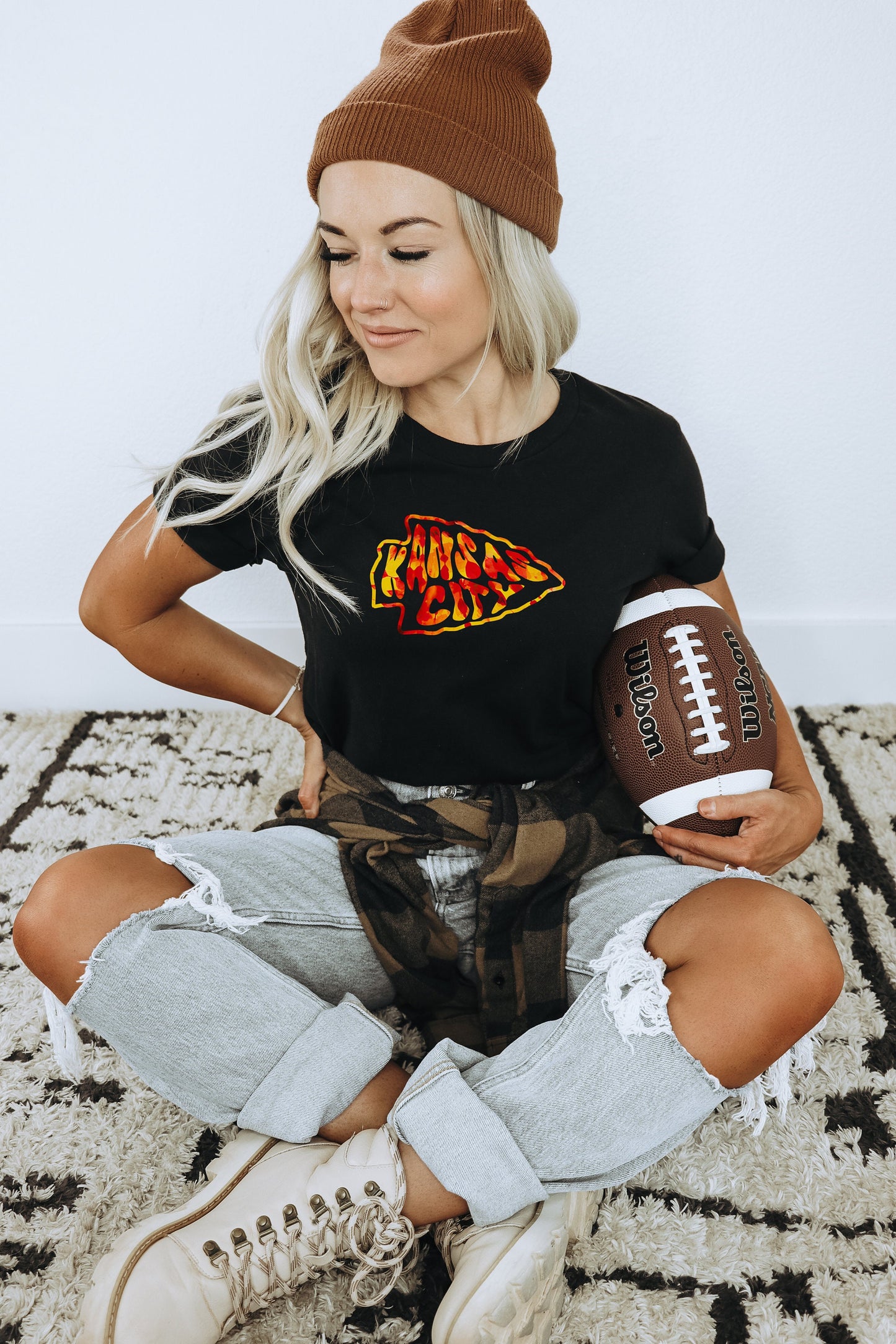 Tie Dye Kansas City Arrowhead | Black T-Shirt | Made here in KC! | Perfect for KC Football Game Day! | Soft!!