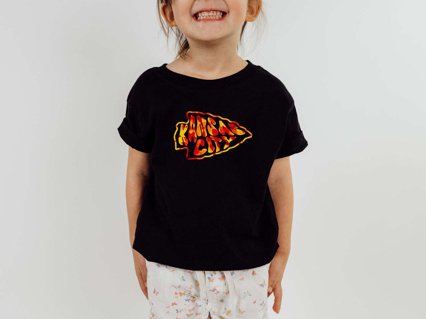 Kids Tie Dye Kansas City Arrowhead Shirt | Black Sweatshirt Long & Short Sleeve T-Shirt | Perfect for Game Day! | Super Soft!