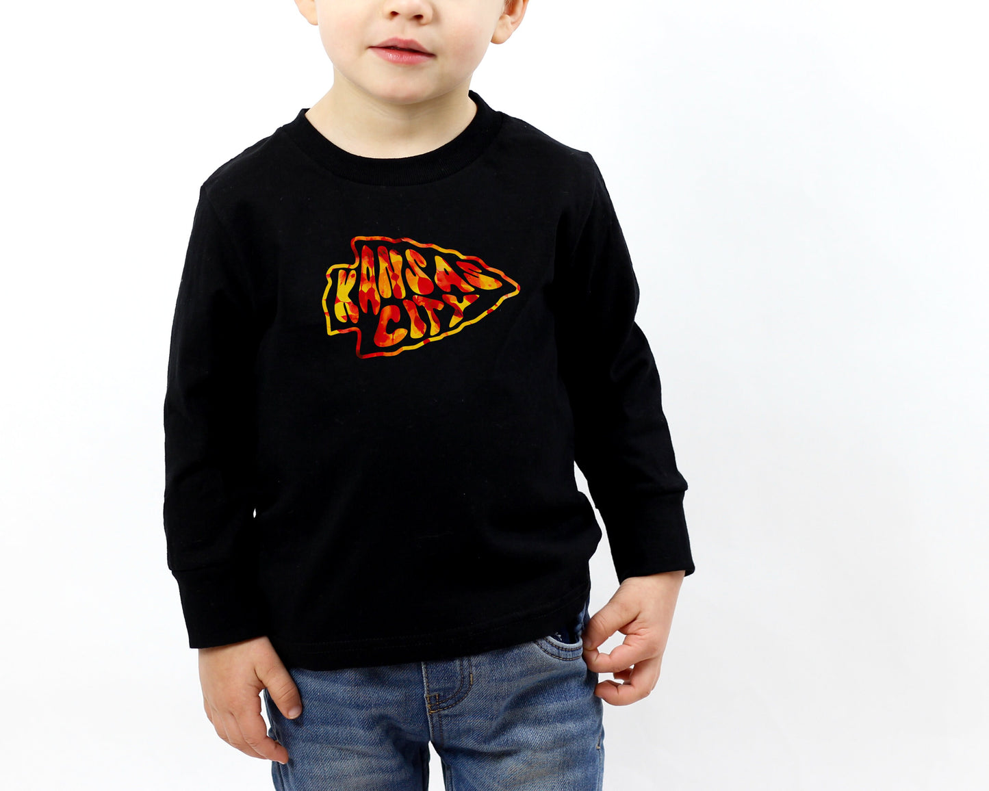 Kids Tie Dye Kansas City Arrowhead Shirt | Black Sweatshirt Long & Short Sleeve T-Shirt | Perfect for Game Day! | Super Soft!