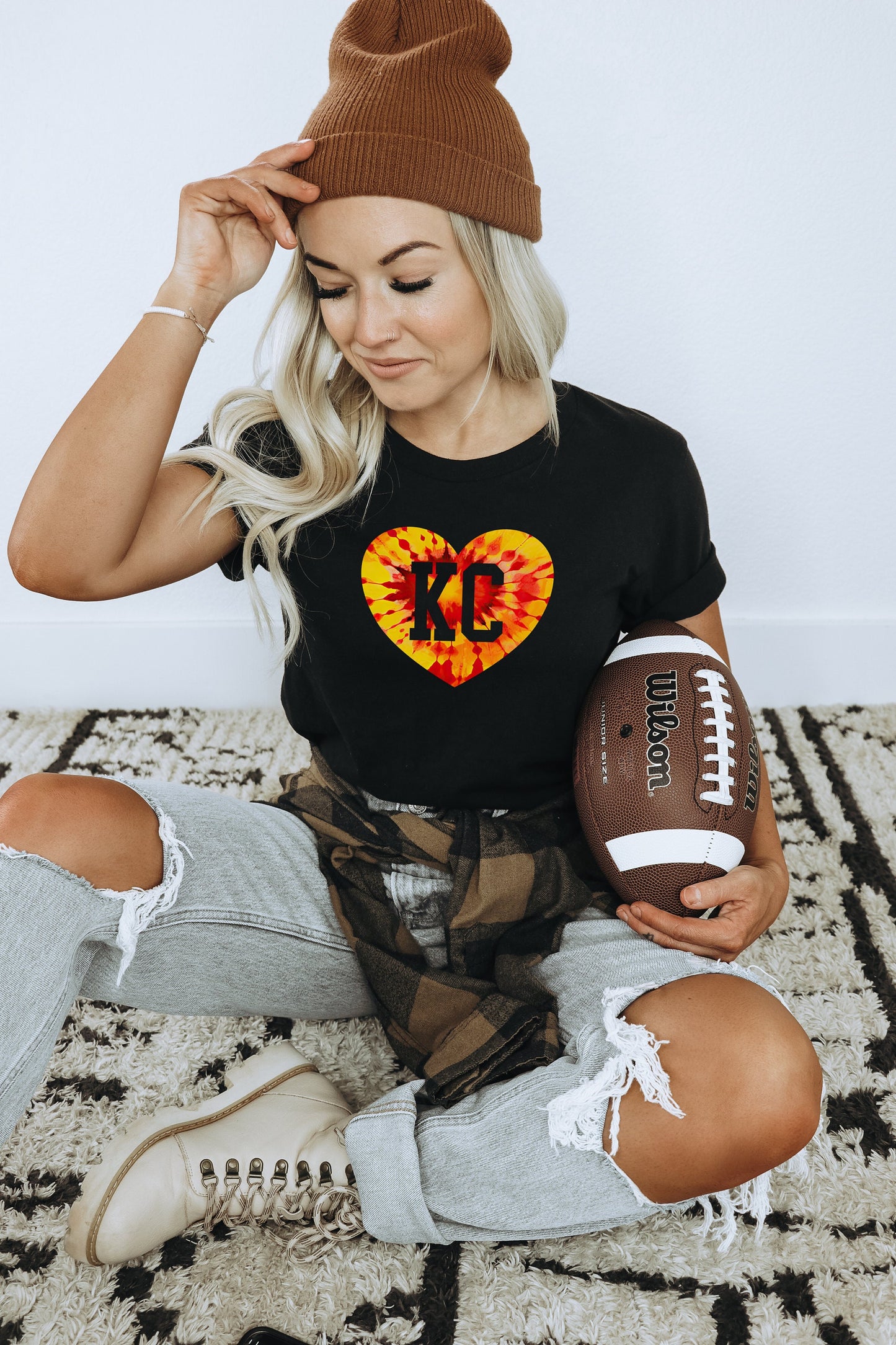 Tie Dye Kansas City Heart | Black T-Shirt | Made here in KC! | Perfect for KC Football Game Day! | Arrowhead | Soft!!