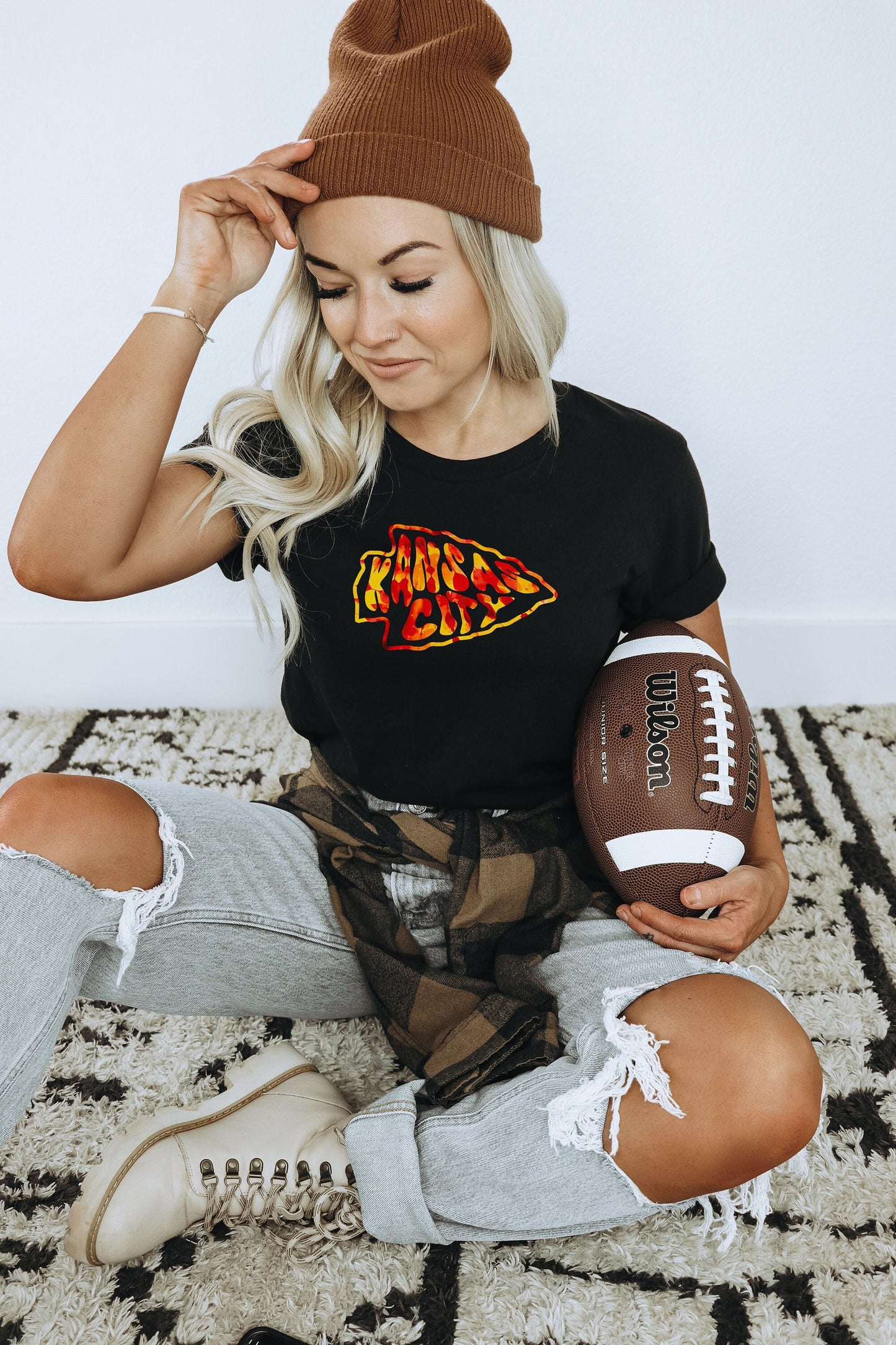 Tie Dye Kansas City Arrowhead | Black T-Shirt | Made here in KC! | Perfect for KC Football Game Day! | Soft!!