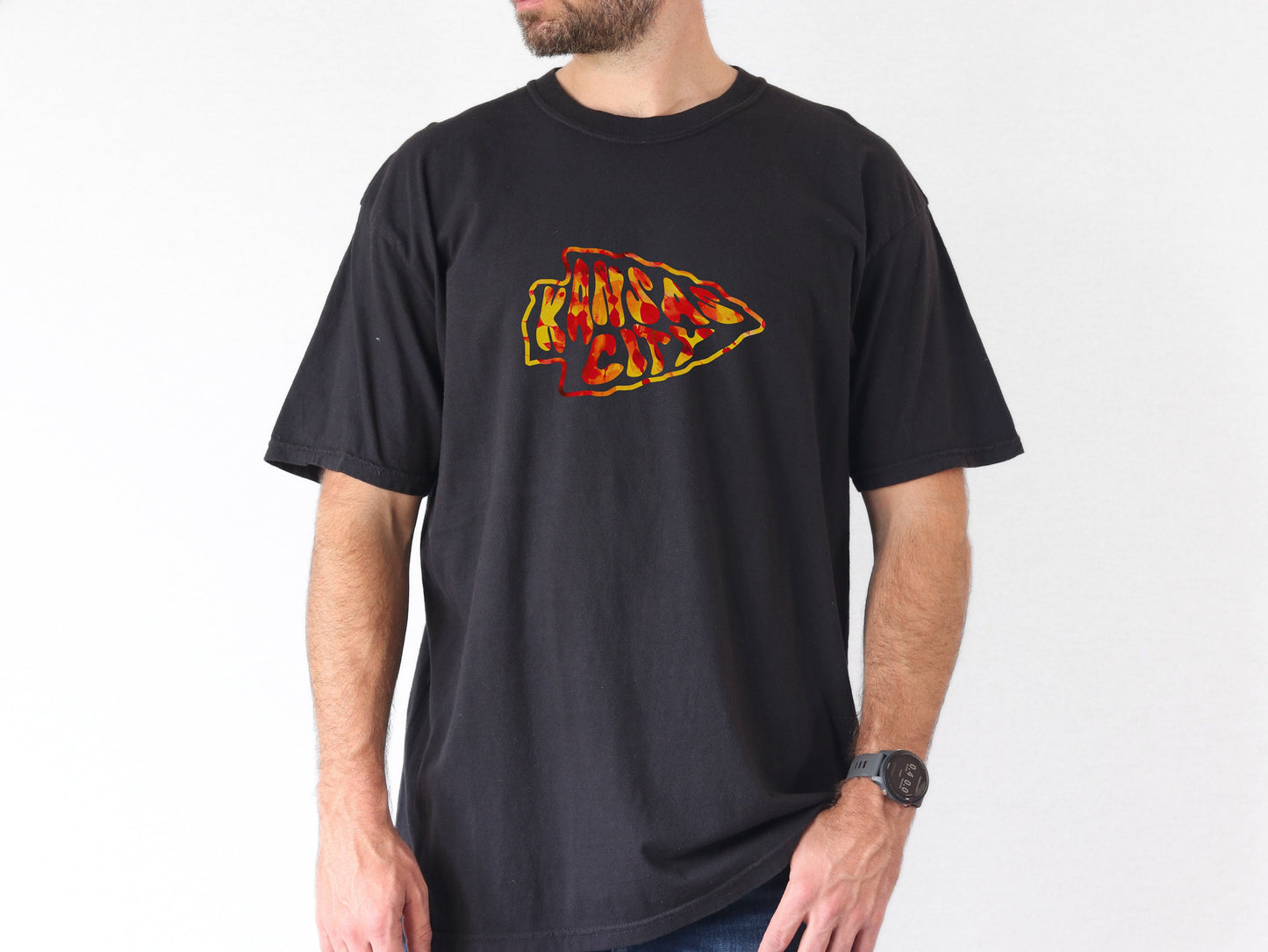 Tie Dye Kansas City Heart | Black T-Shirt | Made here in KC! | Perfect for KC Football Game Day! | Arrowhead | Soft!!