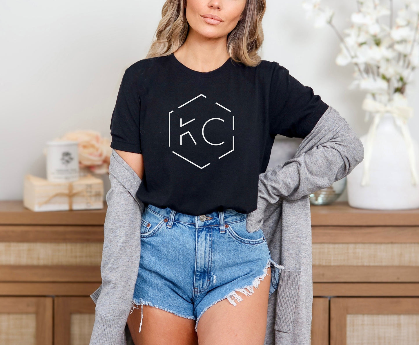 Pick Design Color Unique Modern Hexagon KC | Kansas City Sweatshirt or T-Shirt | Made here in KC! | Perfect for Game Day! | Soft Tee!