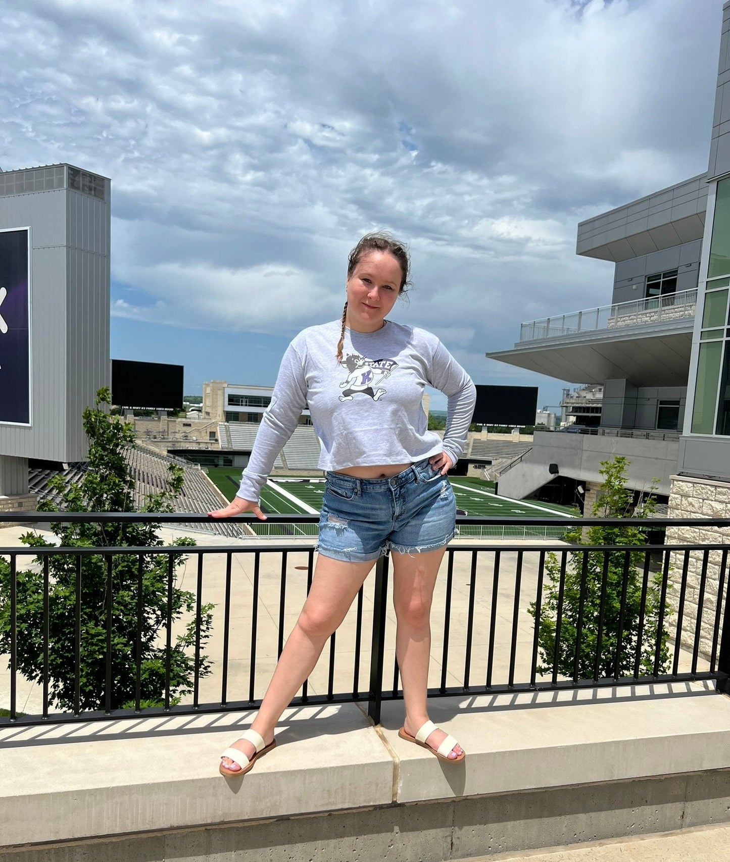KSU Long Sleeve Crop Top | Super soft! | K-State ® Old Vintage Willie | cute cropped shirt | Kansas State Wildcats Gift | KState | Grey Gray