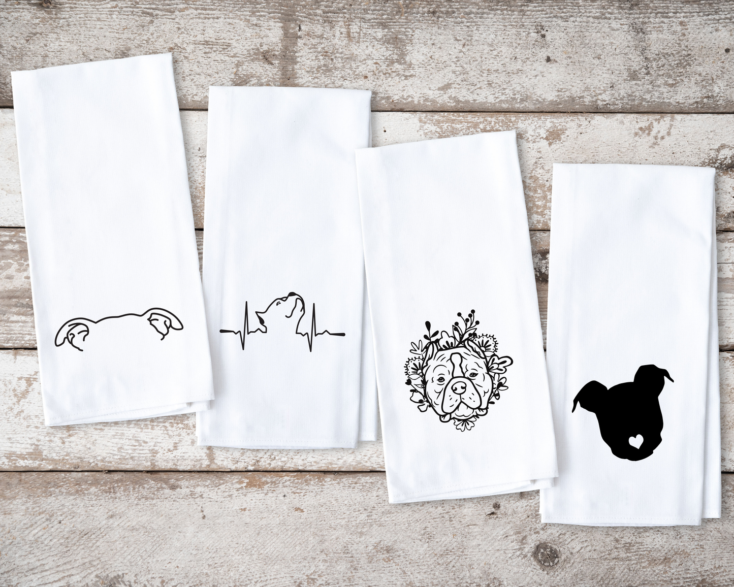 4 Pack Pitbull Dog Towels