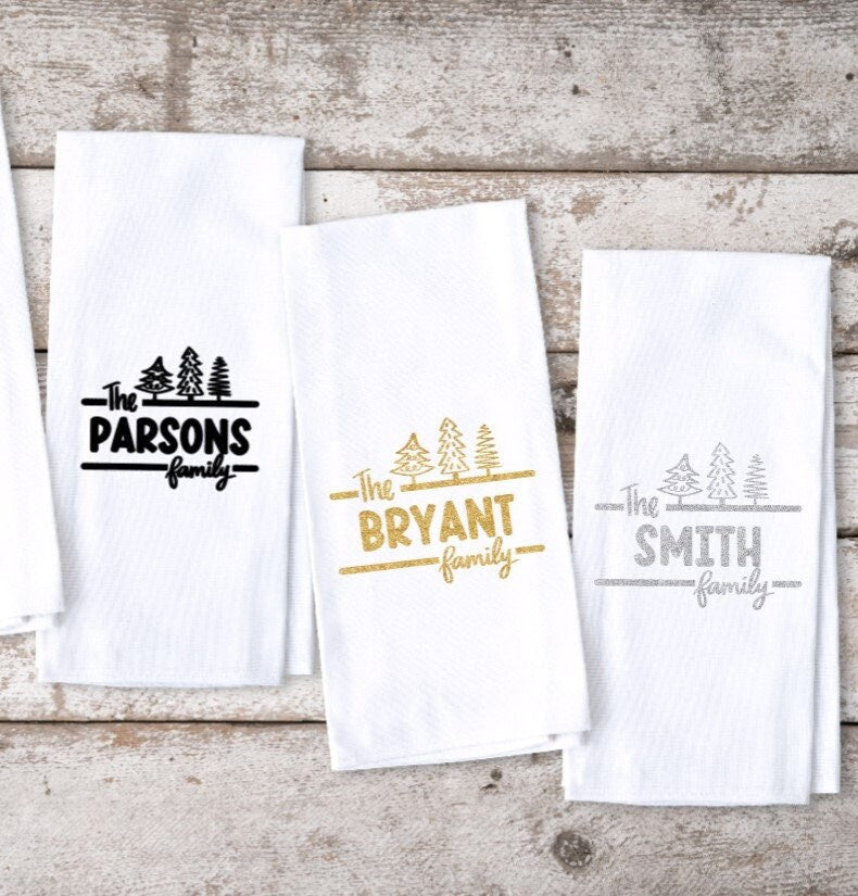 Personalized Custom Kitchen Towel The ______ Family wedding gift anniversary Christmas gift