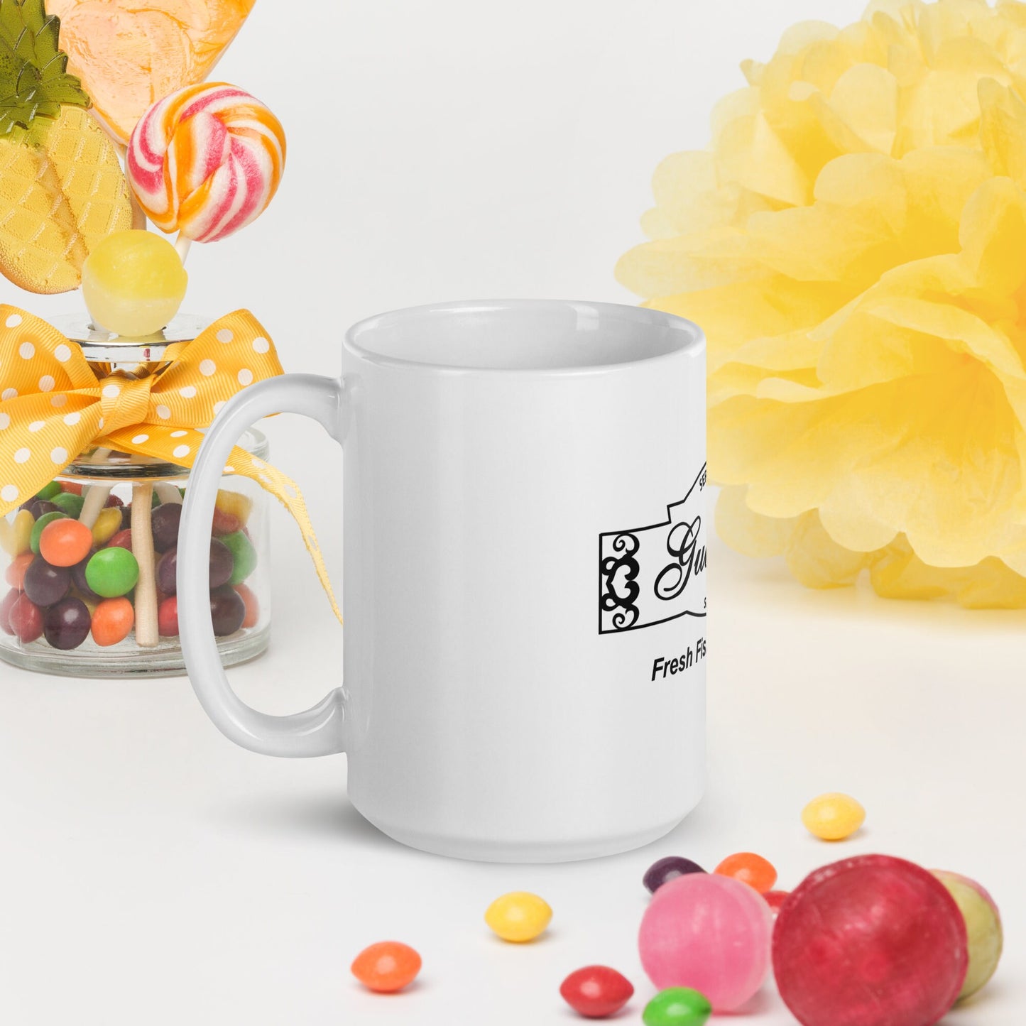 Guigino's Fresh Fish Served Daily White glossy mug Always Sunny in Philadelphia Gift IASIP