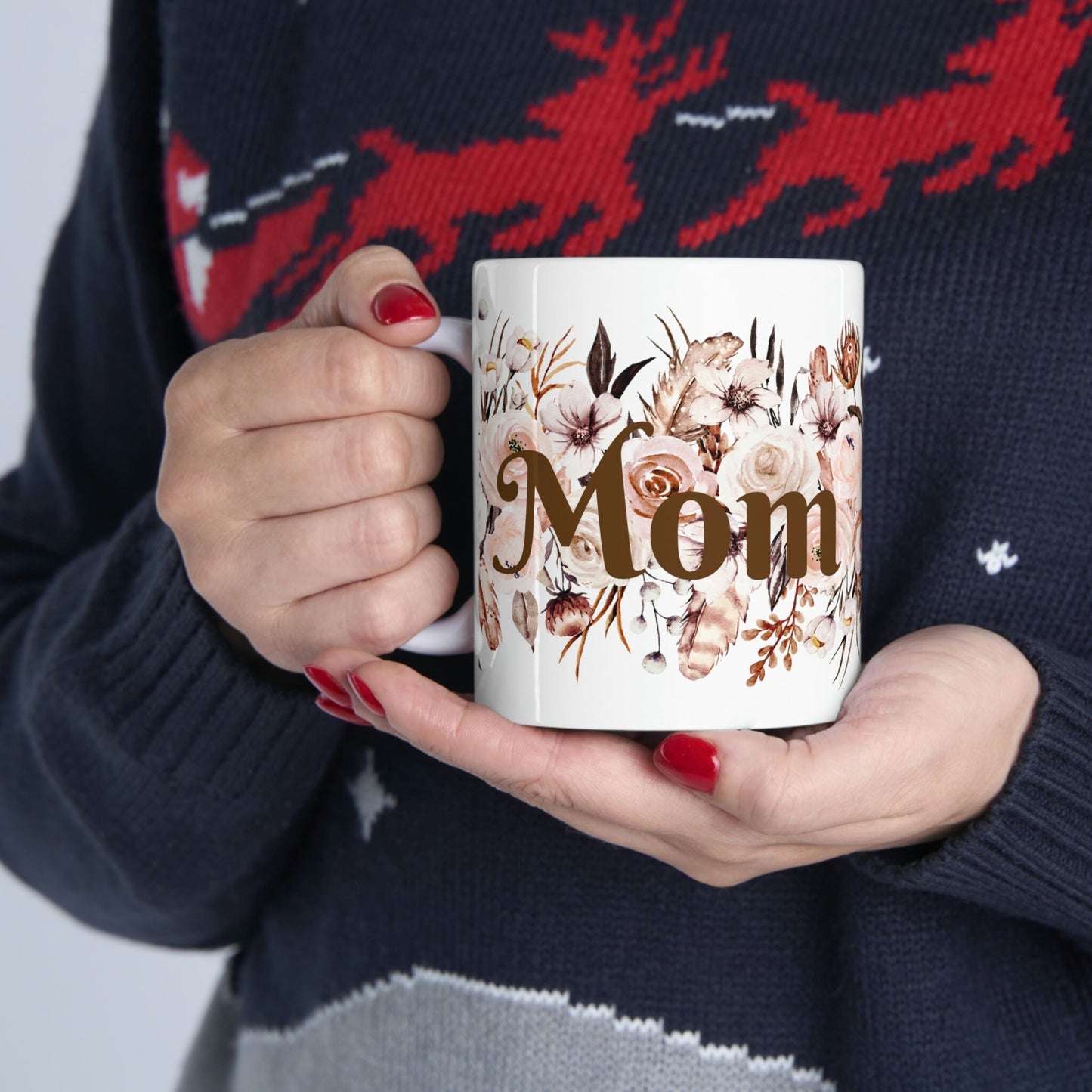 Gifts for Mom | Mother's Day | Birthday | Boho Floral | Ceramic Mug 11oz | Bohemian