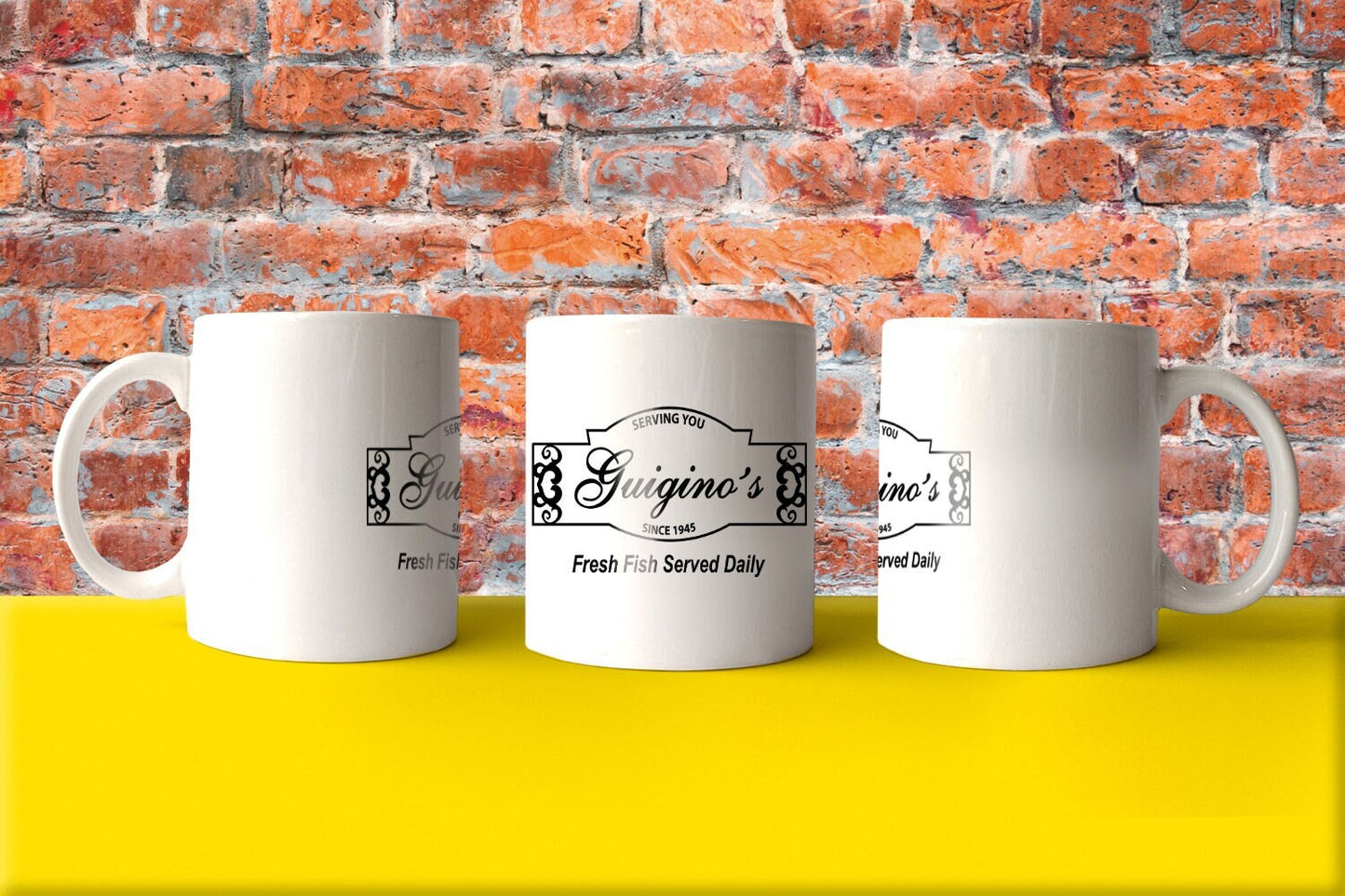 Guigino's Fresh Fish Served Daily White glossy mug Always Sunny in Philadelphia Gift IASIP