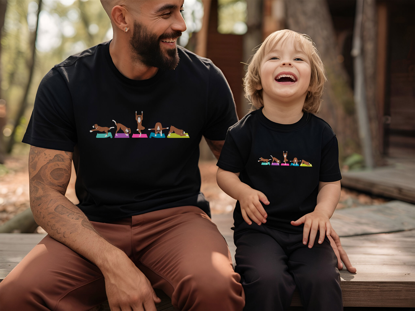 Yoga Boxer Dog T-Shirt or ONESIE. Adult, youth, toddler, and infant sizes