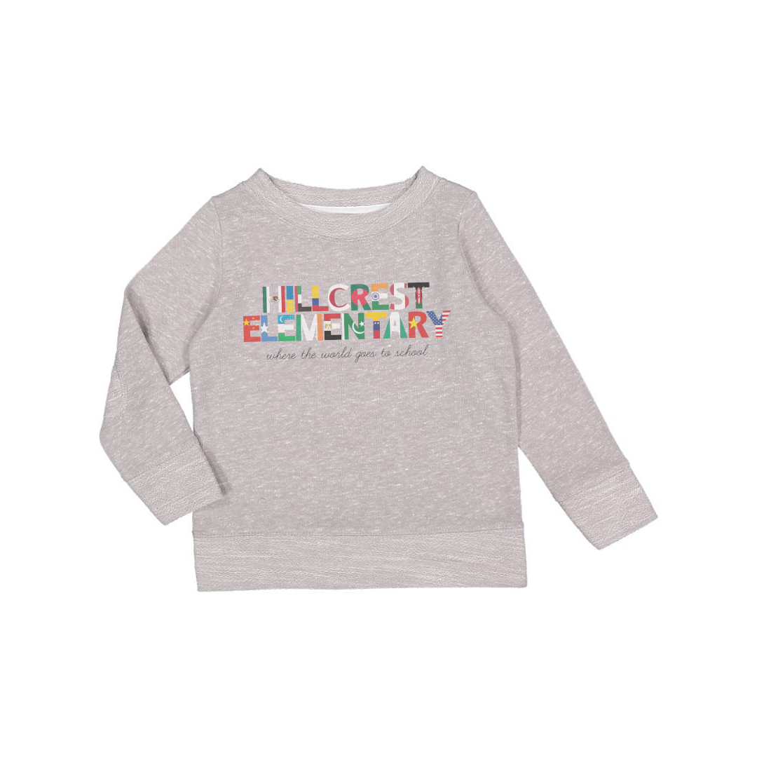 Kids & Adults Hillcrest Elementary World | Flags | Grey Melange