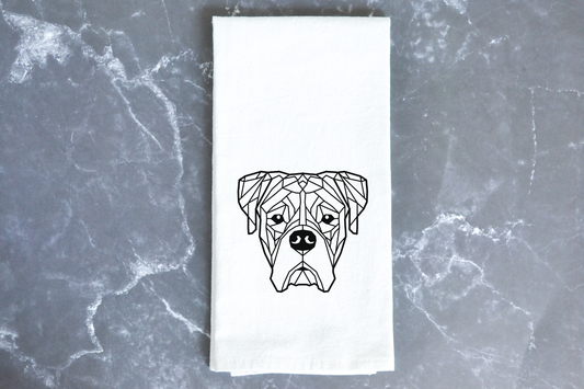 Custom Geometric Boxer Dog Towel