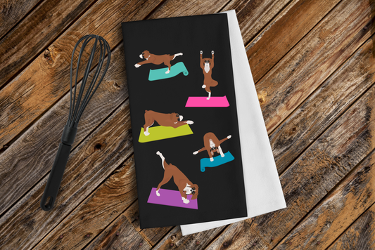 Yoga Boxer Dog Kitchen Towel