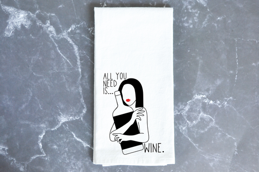 All you need is... wine. | funny kitchen towel