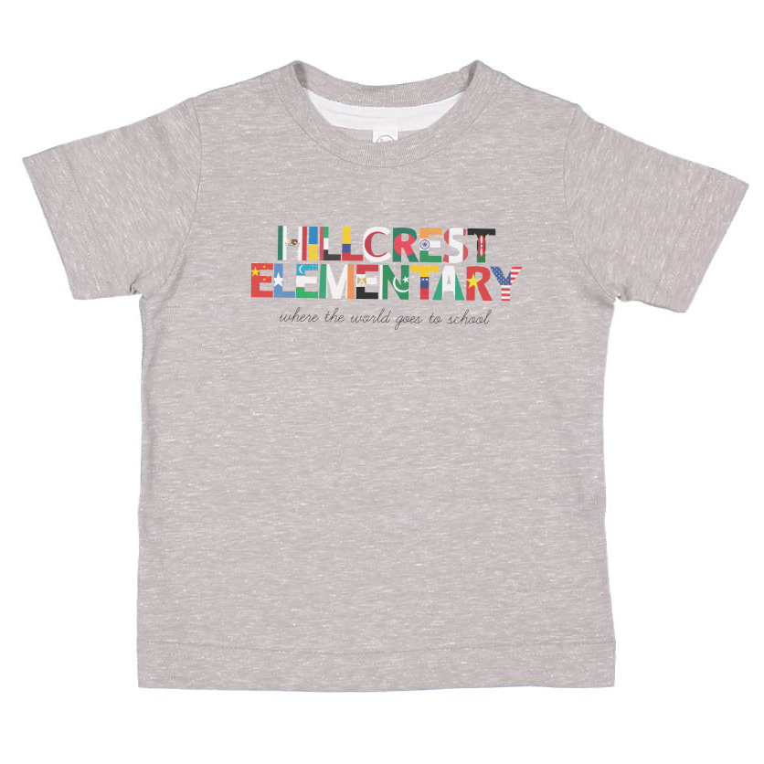 Kids & Adults Hillcrest Elementary World | Flags | Grey Melange