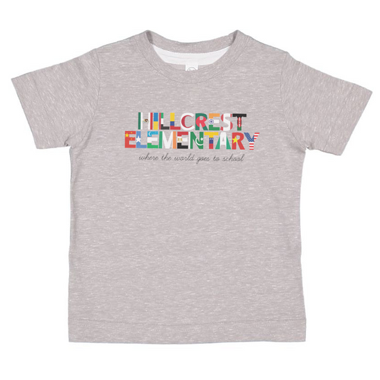 Kids & Adults Hillcrest Elementary World | Flags | Grey Melange