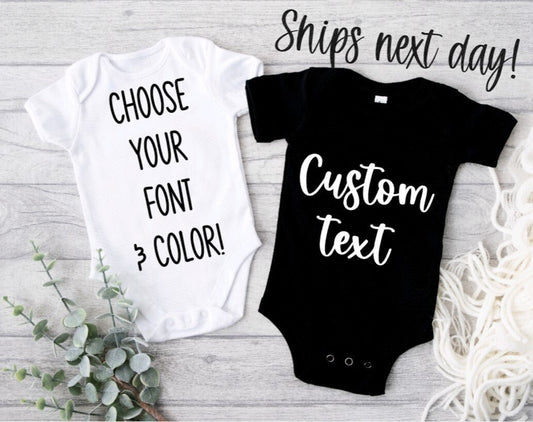 Create your own onesie®! Pregnancy Announcement Gerber ONESIE® | baby shower gift personalize expecting birth black white make your own