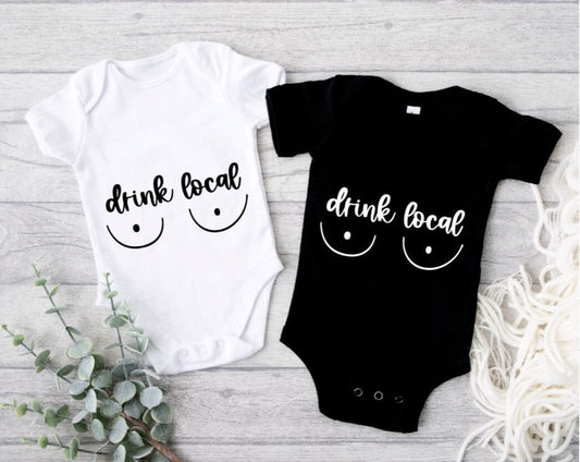 Drink Local Gerber ONESIE® brand 0-3, 6-9, 3-6 months baby Baby Shower Gift Funny Bodysuit Eat Local Breast Milk Breastfed Baby