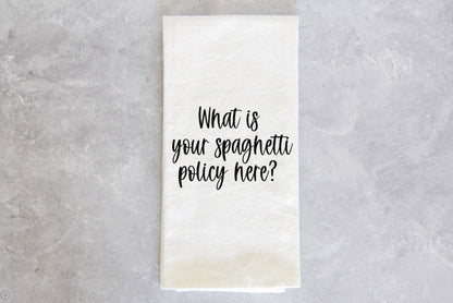 Always Sunny in Philadelphia Funny Kitchen Towel what is your spaghetti policy here housewarming gift