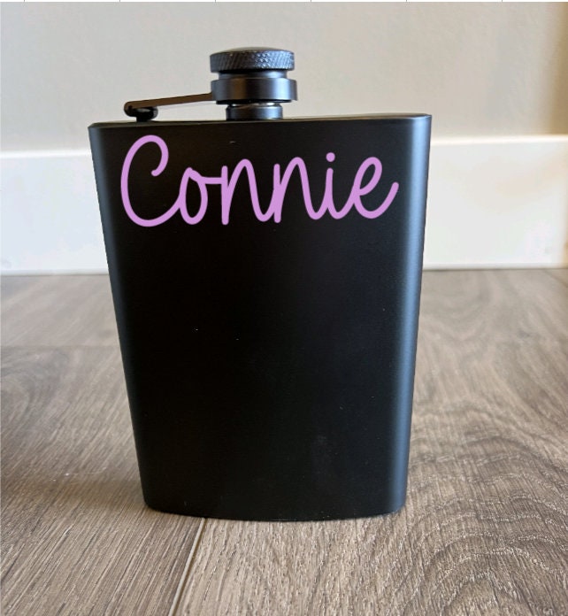 Custom Flask | Black on Black | Groomsmen & Bridesmaid Gifts | Bridal Party Gift | Bachelorette Bachelor Party | Funnel Included!