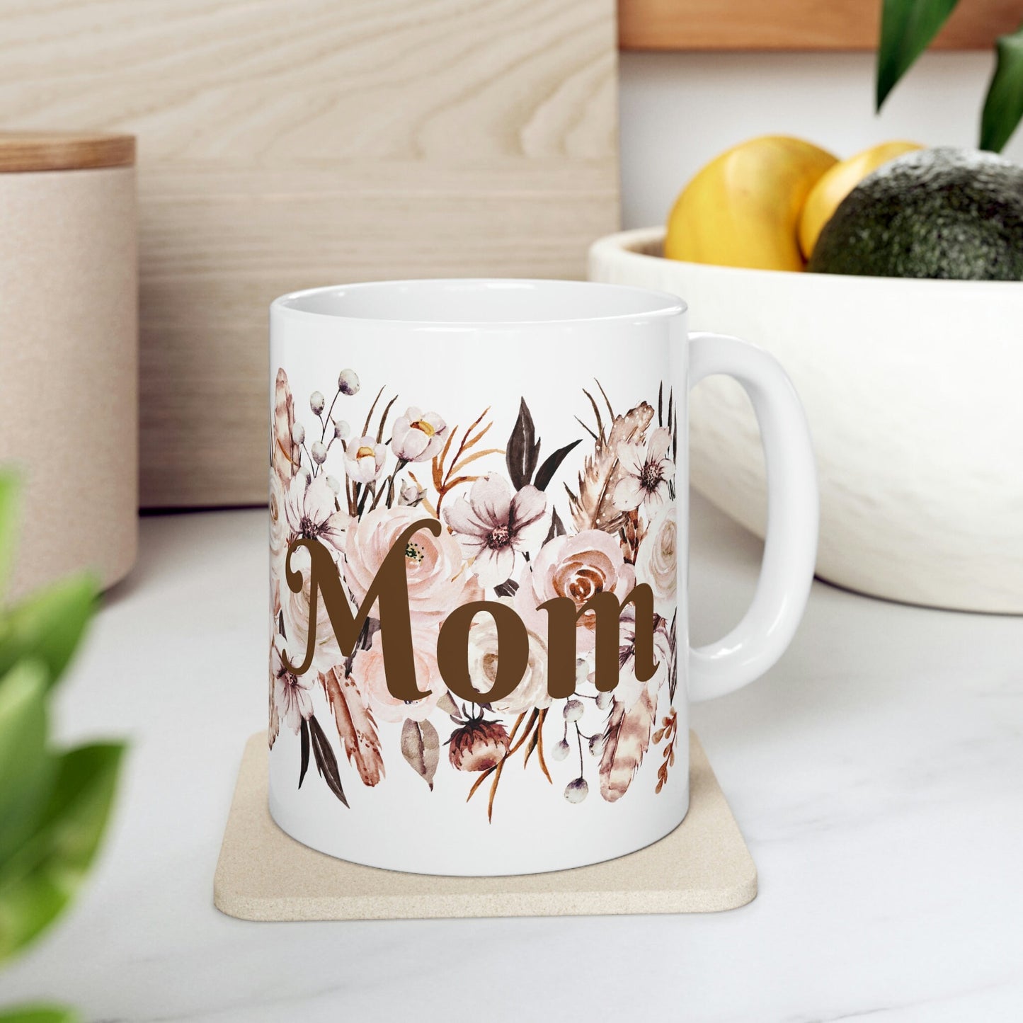 Gifts for Mom | Mother's Day | Birthday | Boho Floral | Ceramic Mug 11oz | Bohemian