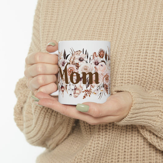 Gifts for Mom | Mother's Day | Birthday | Boho Floral | Ceramic Mug 11oz | Bohemian