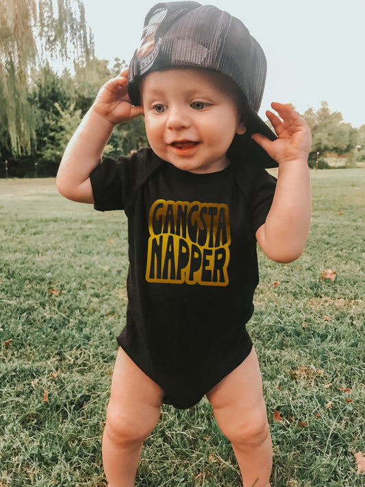 Gangsta Napper | Retro | Vintage | unisex Gerber ONESIE® brand 0-3, 6-9 & 3-6 months funny onesie baby shower hospital gift bodysuit