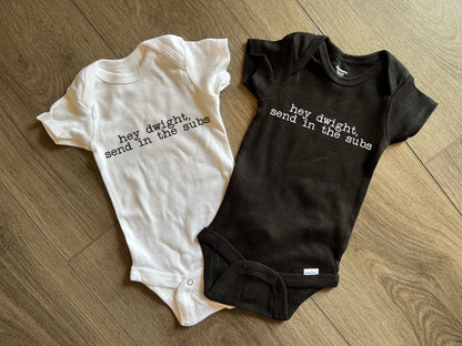 Announce Your Pregnancy! Hey Dwight, Send in The Subs Office Gerber ONESIE® Pam & Jim baby shower gift