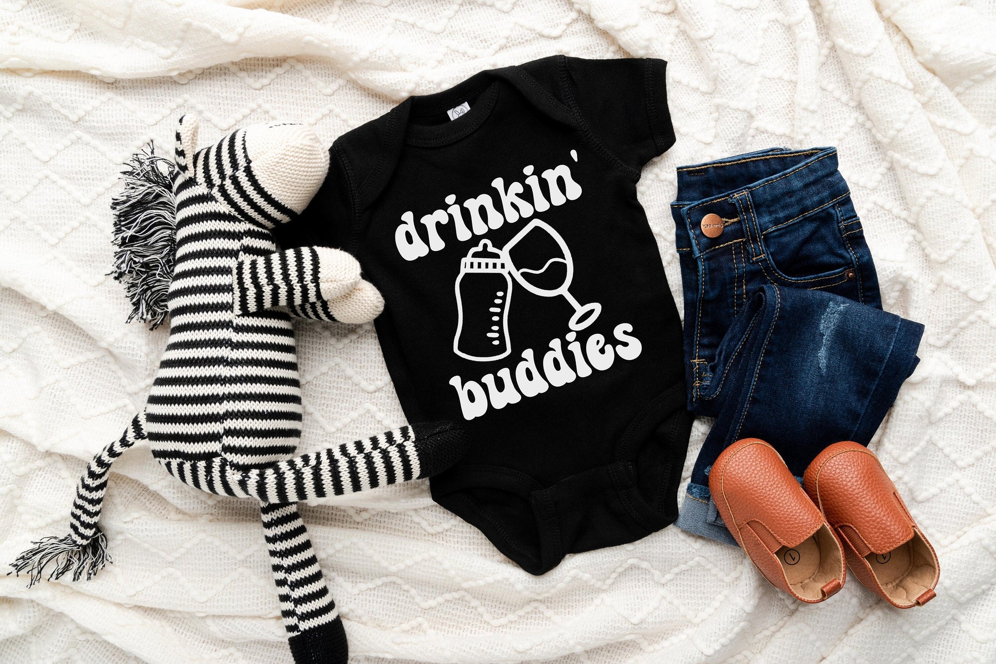 Drinkin' Buddies Unisex Gerber ONESIE® brand 0-3, 3-6, 6-9 months funny Baby Shower Gift | milk wine bodysuit drinking