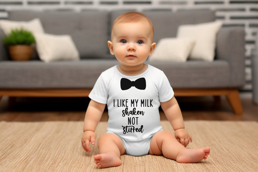 I Like My Milk Shaken Not Stirred Gerber ONESIE® brand 0-3, 6-9, 3-6 months baby Baby Shower Gift Funny Bodysuit