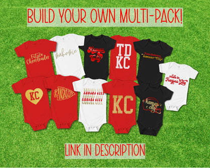 Kansas City Retro Dress Baby Infant | Baby Shower gift | bodysuit | Cheerleader | Football | Made here in KC!