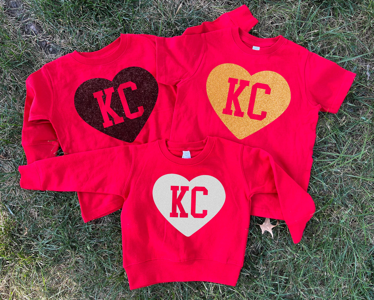 Toddler Heart Kansas City Red Sweatshirt Long & Short Sleeve T-Shirt | Perfect for Game Day! | Made here in KC | Super Soft!