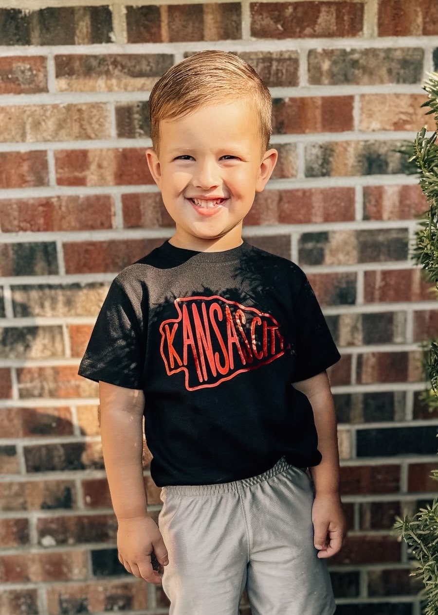 MADE IN Kansas City! Kids KC Arrow head Red Gold White Black Sweatshirt Long & Short Sleeve T-Shirt | Perfect for Game Day! Soft!