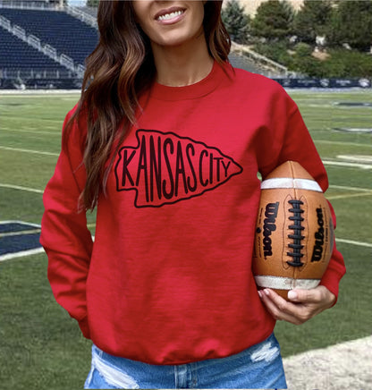 Pick Arrowhead Color Kansas City Red T-Shirt or Sweatshirt | Made here in KC! | Perfect for Game Day! | Soft!