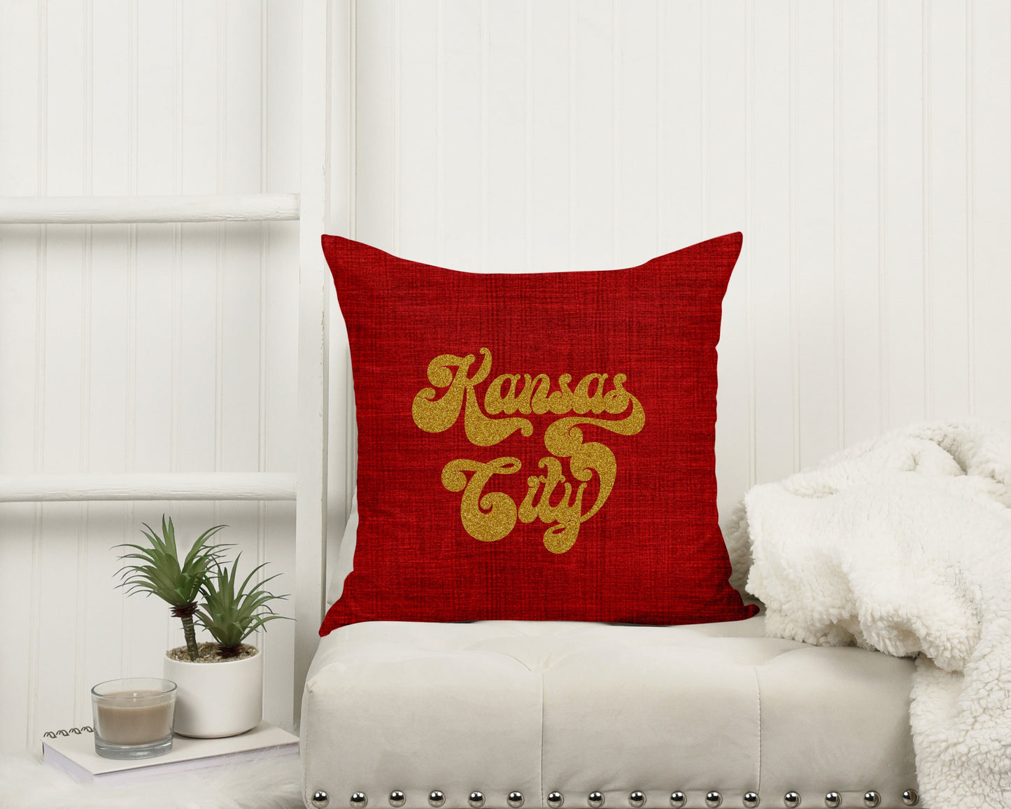 Made in KC Kansas City Retro Pillow CASE - Perfect for game day! Housewarming Gift - Football - First Apartment/House