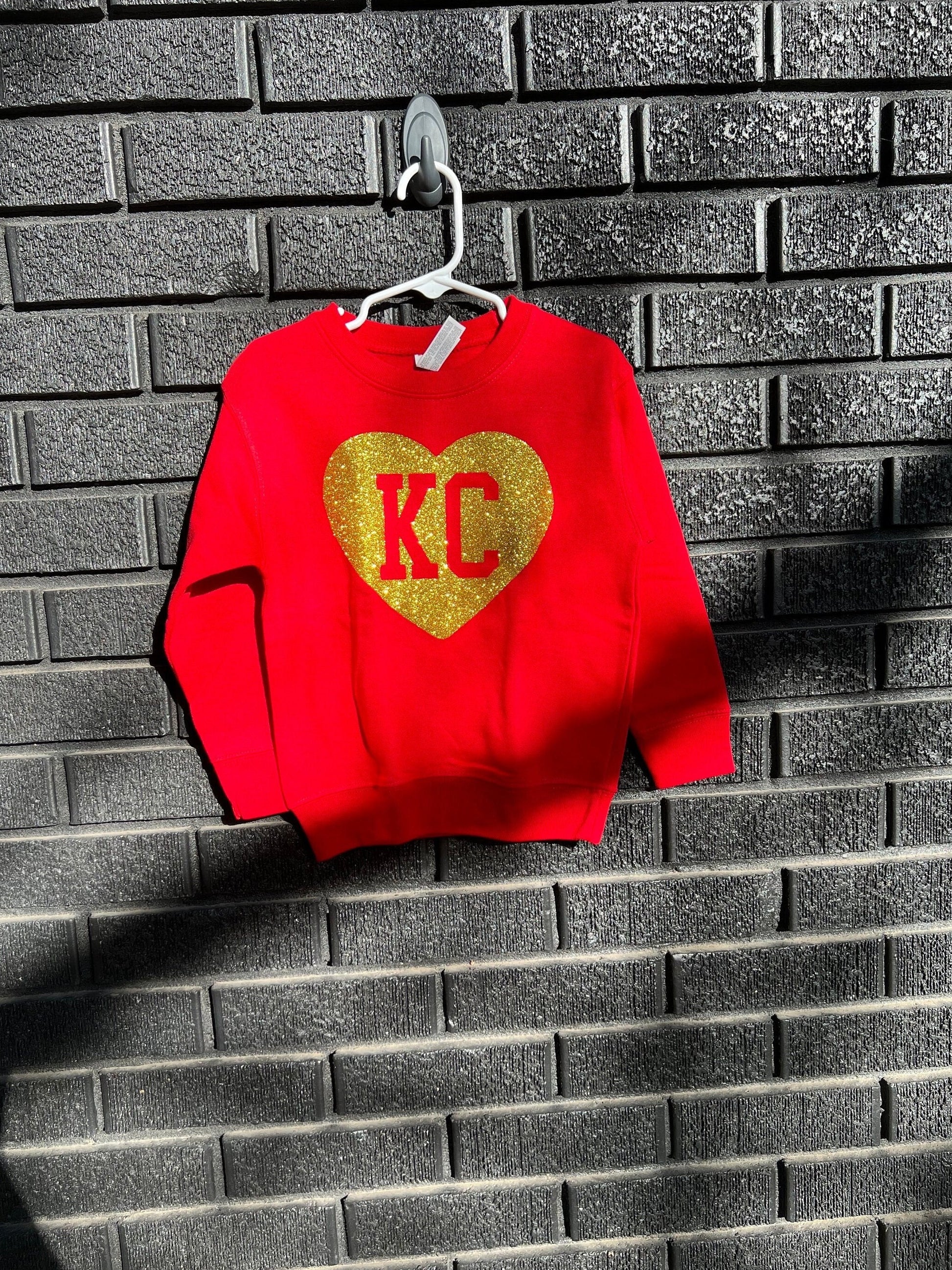 Toddler Heart Kansas City Red Sweatshirt Long & Short Sleeve T-Shirt | Perfect for Game Day! | Made here in KC | Super Soft!